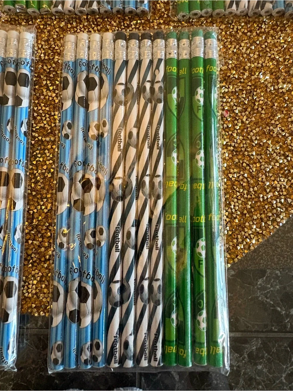 Pencils  NWT Bulk of  5 packs of Soccer themes, 12 pencils per package.